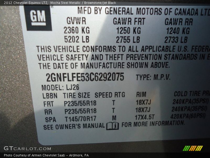 Mocha Steel Metallic / Brownstone/Jet Black 2012 Chevrolet Equinox LTZ