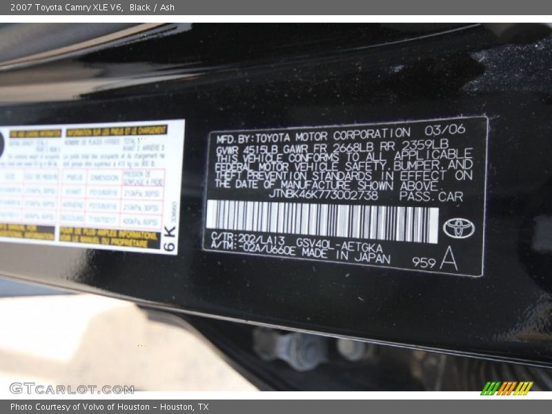Black / Ash 2007 Toyota Camry XLE V6