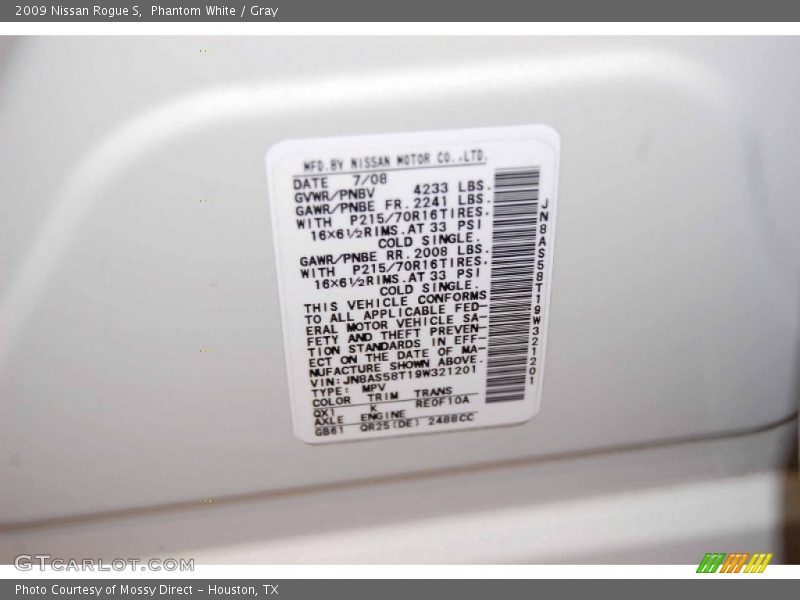 Phantom White / Gray 2009 Nissan Rogue S