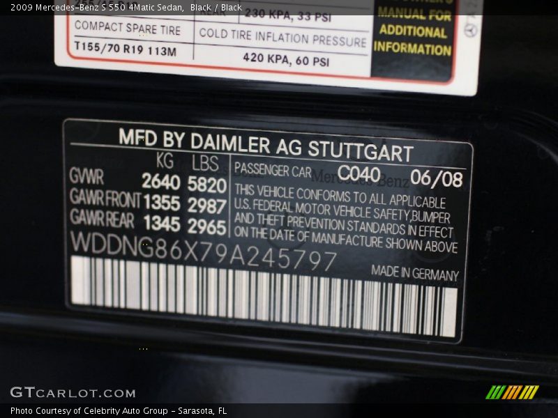 Black / Black 2009 Mercedes-Benz S 550 4Matic Sedan