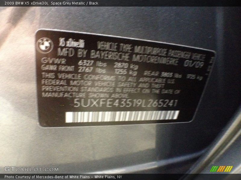 Space Grey Metallic / Black 2009 BMW X5 xDrive30i
