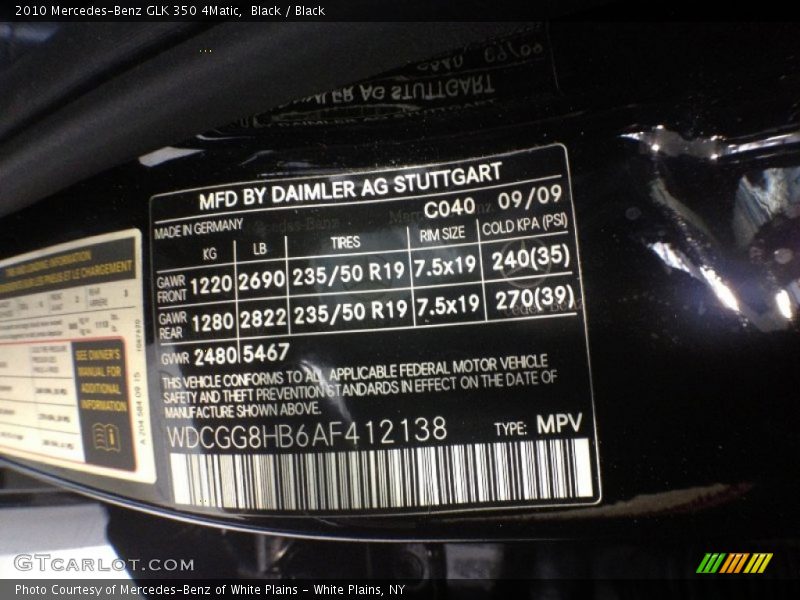 Black / Black 2010 Mercedes-Benz GLK 350 4Matic
