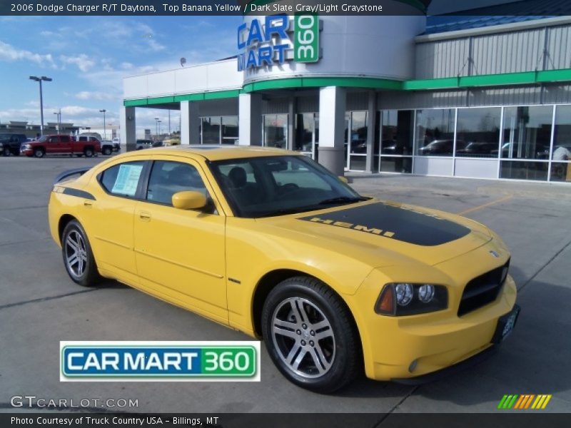 Top Banana Yellow / Dark Slate Gray/Light Graystone 2006 Dodge Charger R/T Daytona