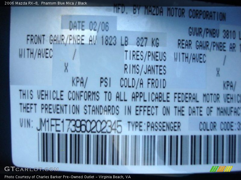 Phantom Blue Mica / Black 2006 Mazda RX-8