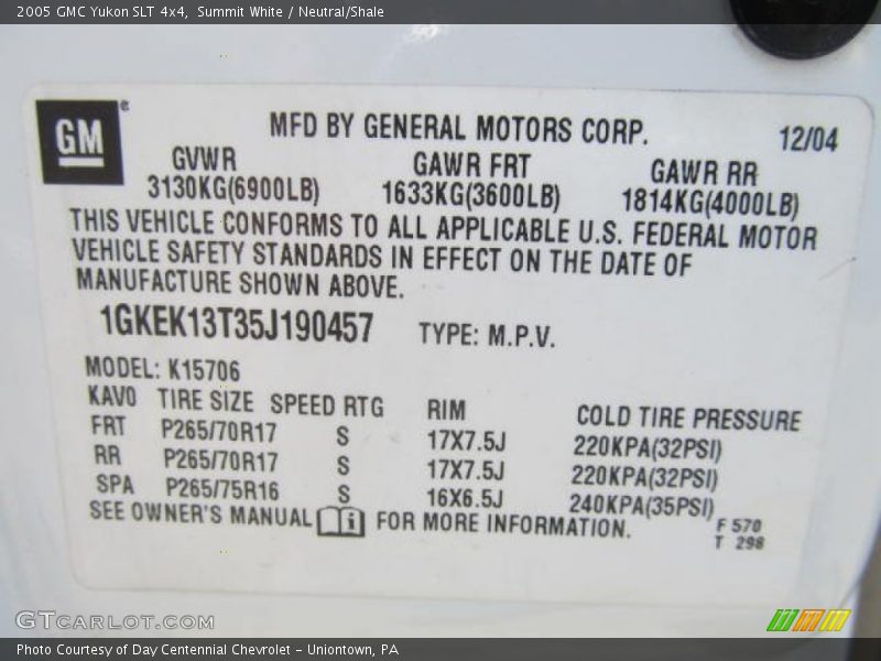 Summit White / Neutral/Shale 2005 GMC Yukon SLT 4x4