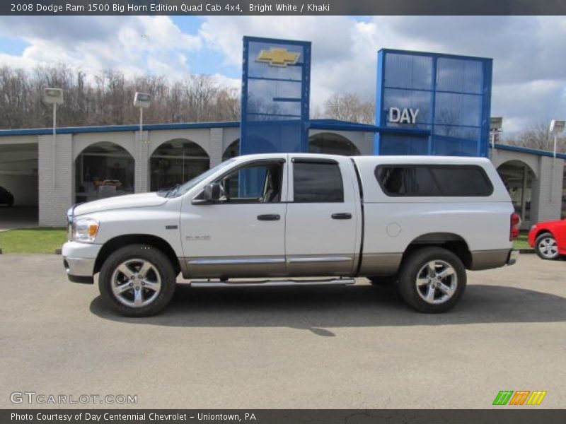 Bright White / Khaki 2008 Dodge Ram 1500 Big Horn Edition Quad Cab 4x4