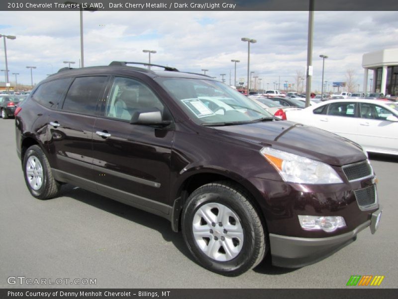 Dark Cherry Metallic / Dark Gray/Light Gray 2010 Chevrolet Traverse LS AWD