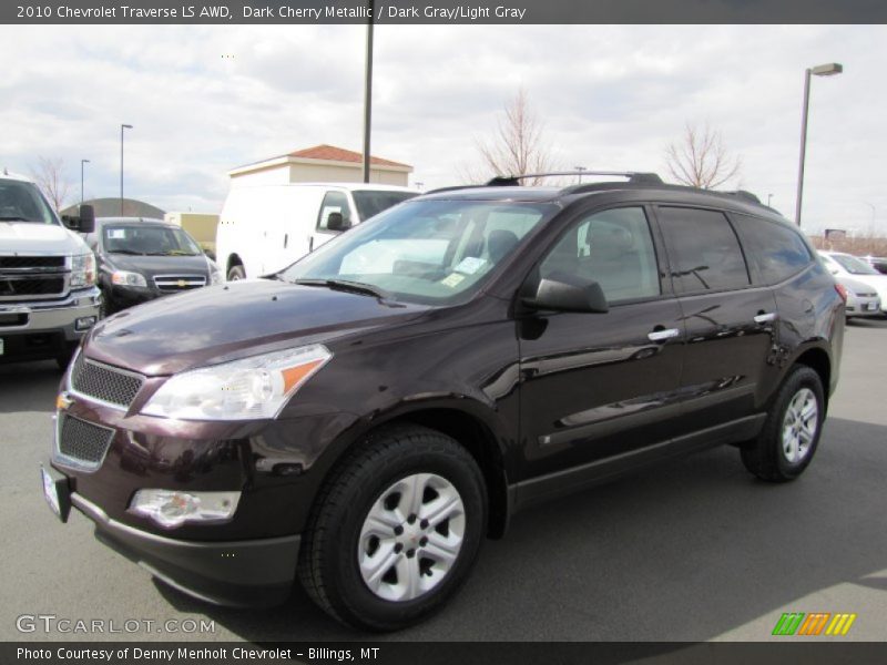 Dark Cherry Metallic / Dark Gray/Light Gray 2010 Chevrolet Traverse LS AWD