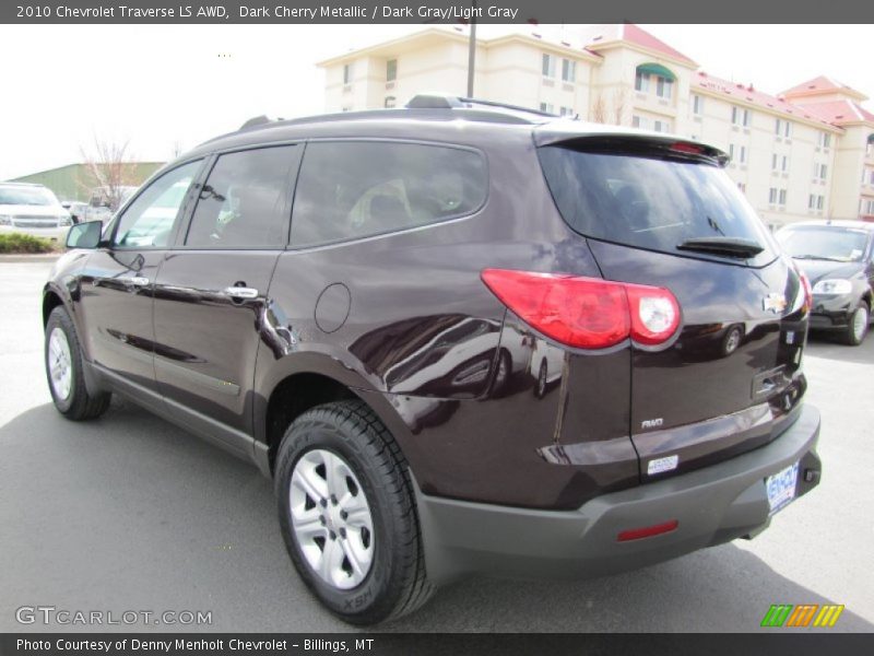 Dark Cherry Metallic / Dark Gray/Light Gray 2010 Chevrolet Traverse LS AWD