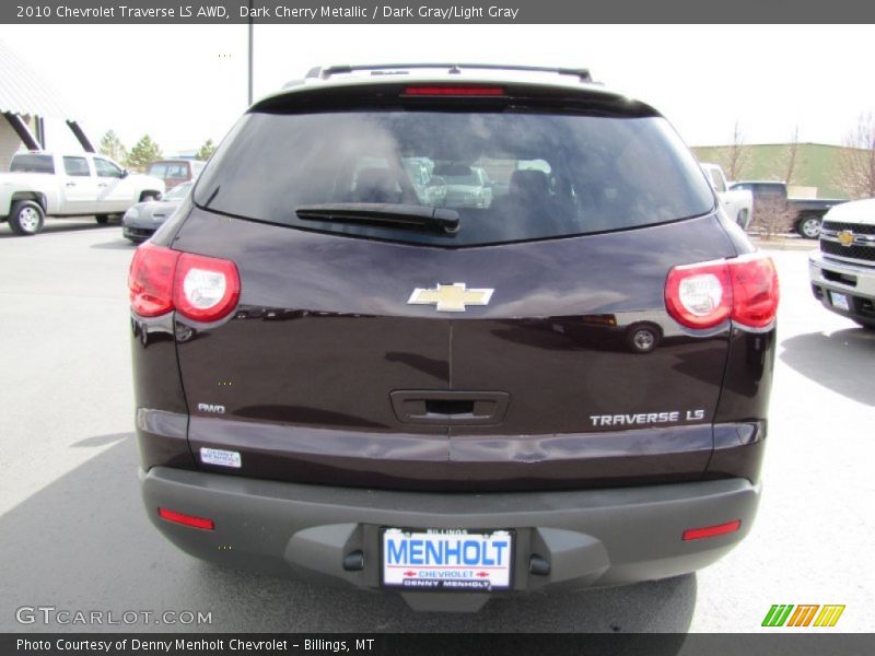 Dark Cherry Metallic / Dark Gray/Light Gray 2010 Chevrolet Traverse LS AWD