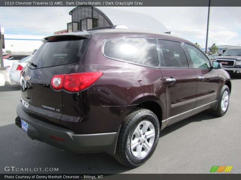 Dark Cherry Metallic / Dark Gray/Light Gray 2010 Chevrolet Traverse LS AWD