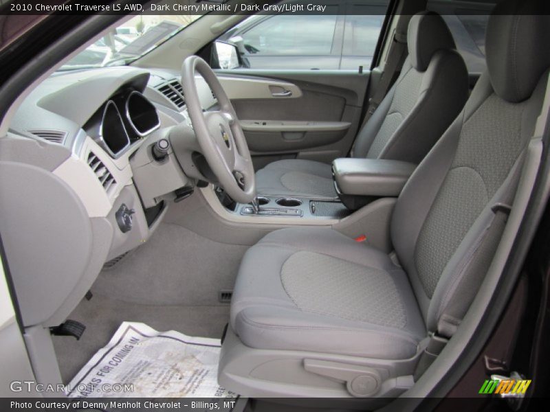 Dark Cherry Metallic / Dark Gray/Light Gray 2010 Chevrolet Traverse LS AWD