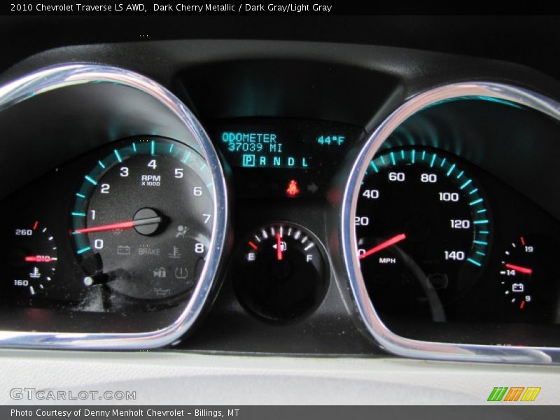 Dark Cherry Metallic / Dark Gray/Light Gray 2010 Chevrolet Traverse LS AWD