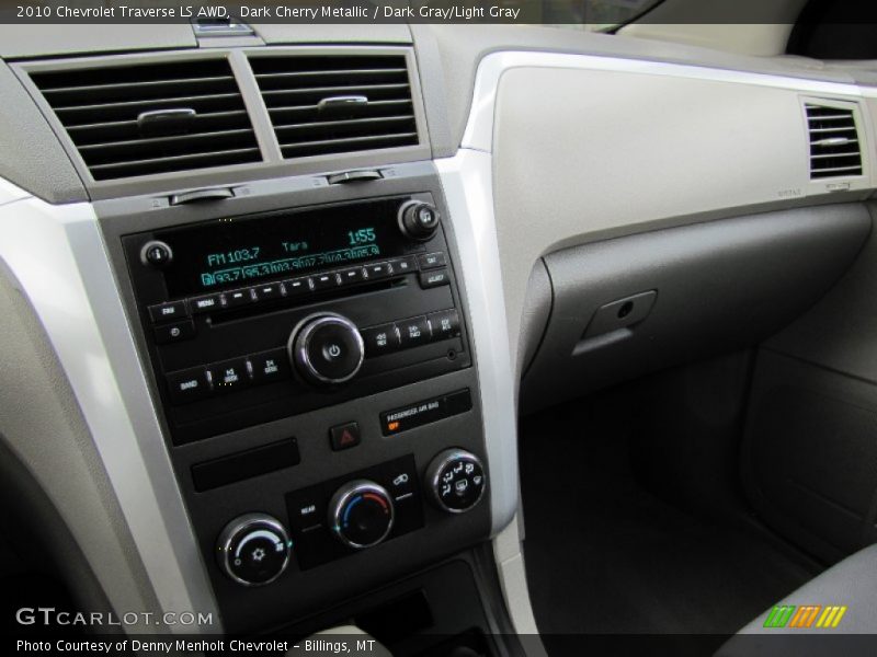 Dark Cherry Metallic / Dark Gray/Light Gray 2010 Chevrolet Traverse LS AWD