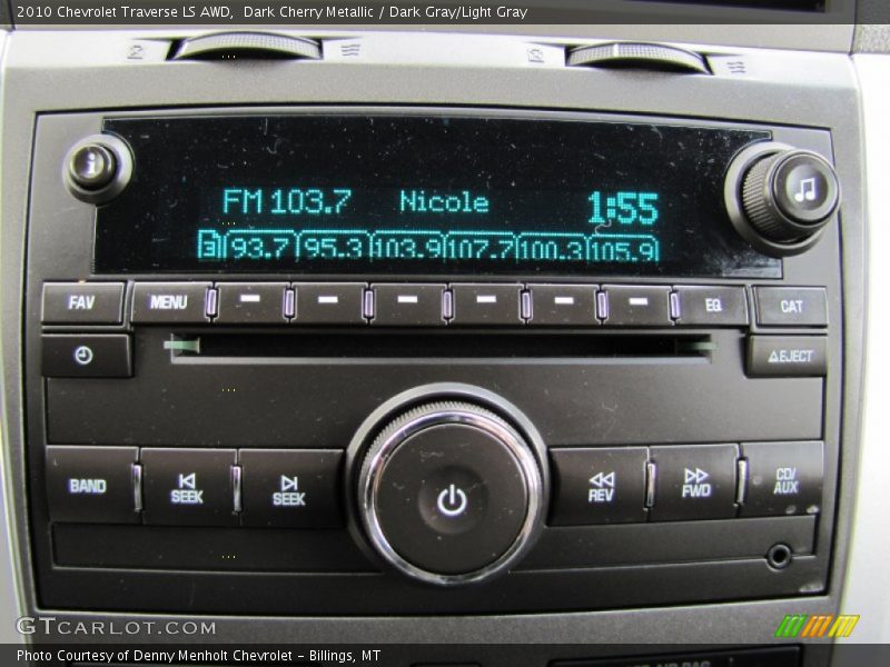Dark Cherry Metallic / Dark Gray/Light Gray 2010 Chevrolet Traverse LS AWD