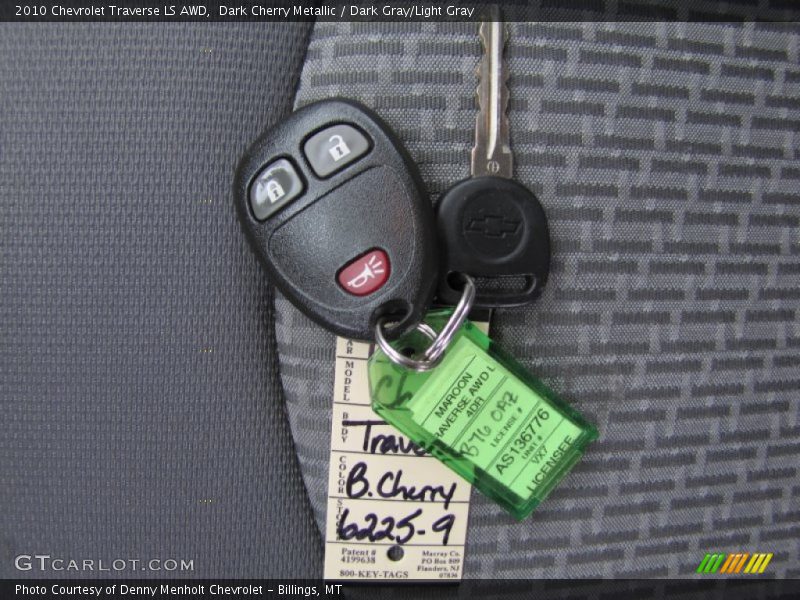 Dark Cherry Metallic / Dark Gray/Light Gray 2010 Chevrolet Traverse LS AWD