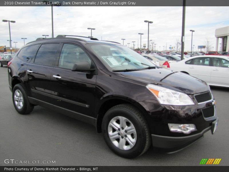 Dark Cherry Metallic / Dark Gray/Light Gray 2010 Chevrolet Traverse LS AWD
