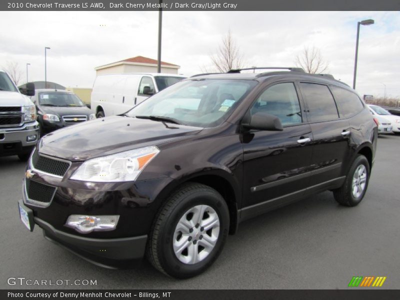 Dark Cherry Metallic / Dark Gray/Light Gray 2010 Chevrolet Traverse LS AWD