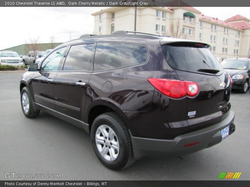 Dark Cherry Metallic / Dark Gray/Light Gray 2010 Chevrolet Traverse LS AWD