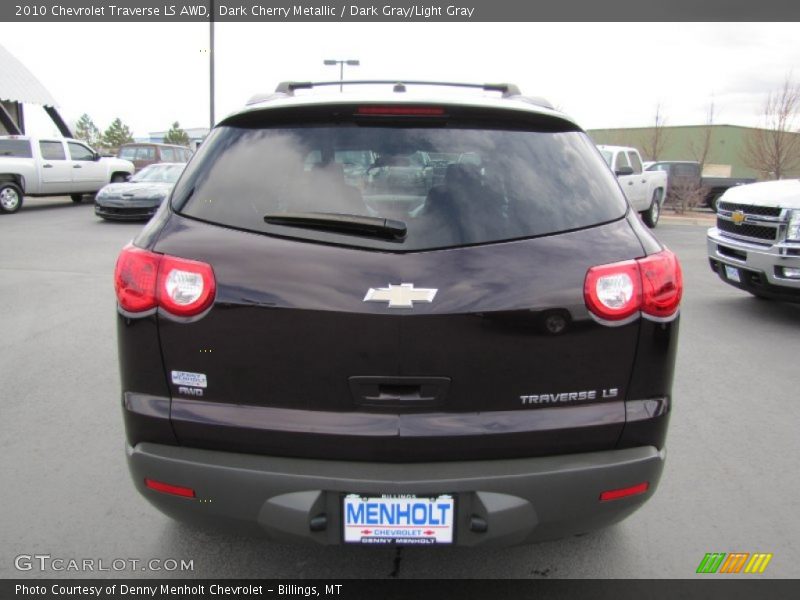 Dark Cherry Metallic / Dark Gray/Light Gray 2010 Chevrolet Traverse LS AWD