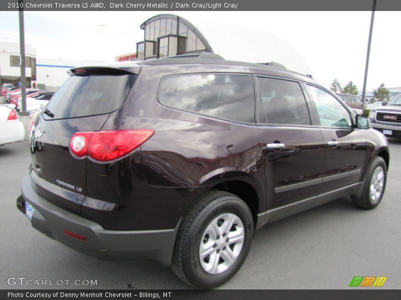 Dark Cherry Metallic / Dark Gray/Light Gray 2010 Chevrolet Traverse LS AWD