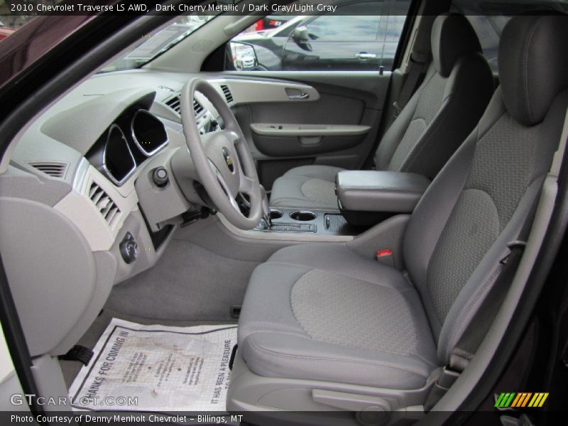 Dark Cherry Metallic / Dark Gray/Light Gray 2010 Chevrolet Traverse LS AWD