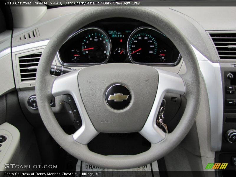Dark Cherry Metallic / Dark Gray/Light Gray 2010 Chevrolet Traverse LS AWD