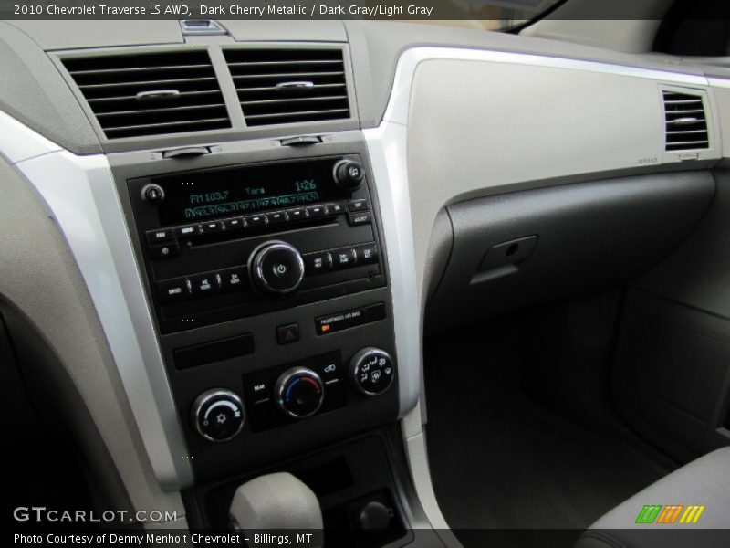 Dark Cherry Metallic / Dark Gray/Light Gray 2010 Chevrolet Traverse LS AWD