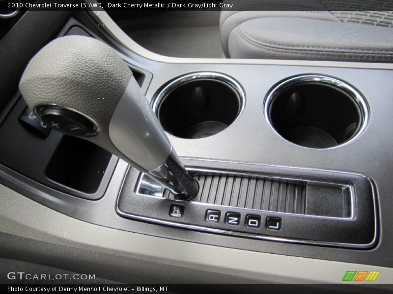 Dark Cherry Metallic / Dark Gray/Light Gray 2010 Chevrolet Traverse LS AWD