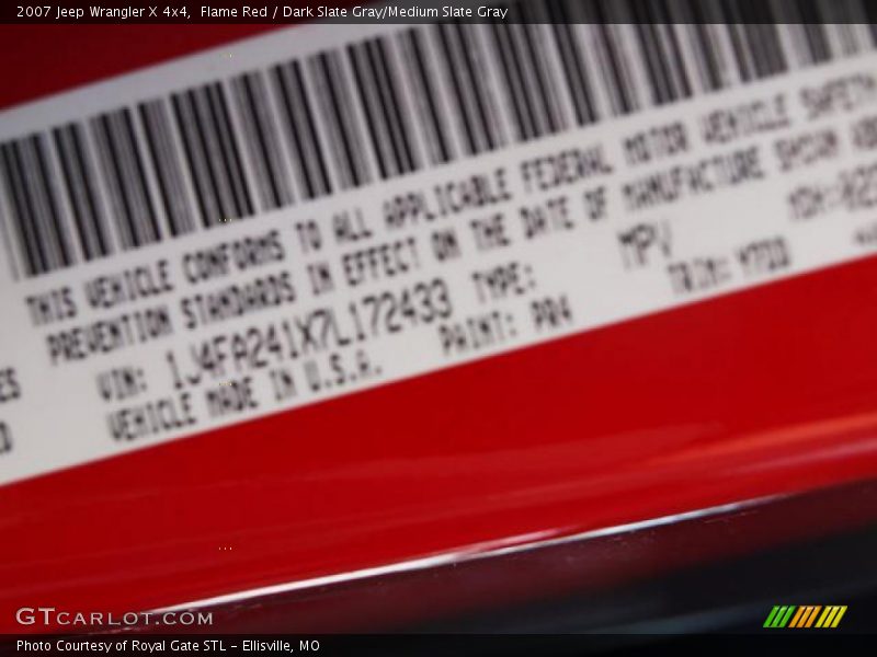 Flame Red / Dark Slate Gray/Medium Slate Gray 2007 Jeep Wrangler X 4x4