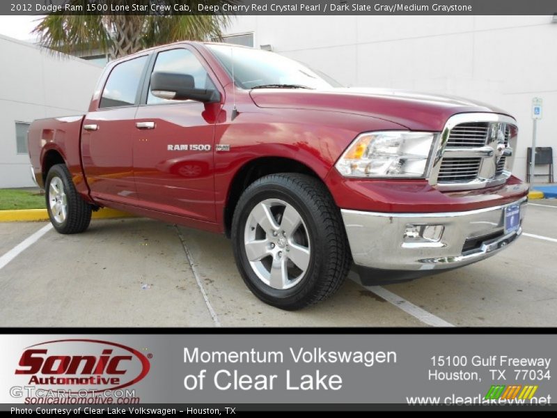Deep Cherry Red Crystal Pearl / Dark Slate Gray/Medium Graystone 2012 Dodge Ram 1500 Lone Star Crew Cab