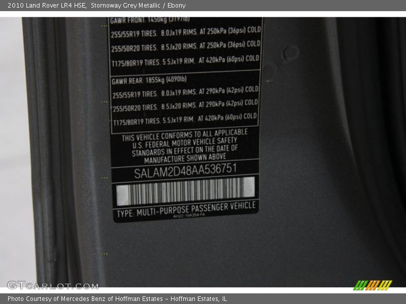Stornoway Grey Metallic / Ebony 2010 Land Rover LR4 HSE
