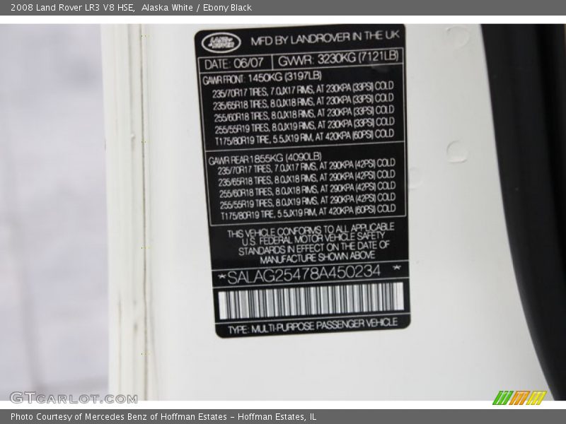 Alaska White / Ebony Black 2008 Land Rover LR3 V8 HSE