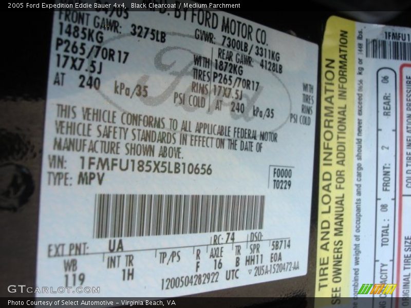Black Clearcoat / Medium Parchment 2005 Ford Expedition Eddie Bauer 4x4