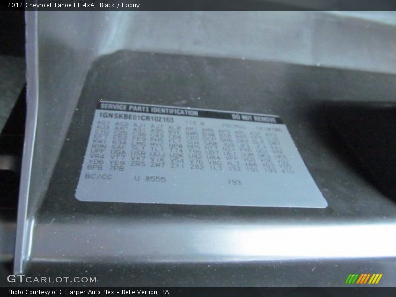 Black / Ebony 2012 Chevrolet Tahoe LT 4x4