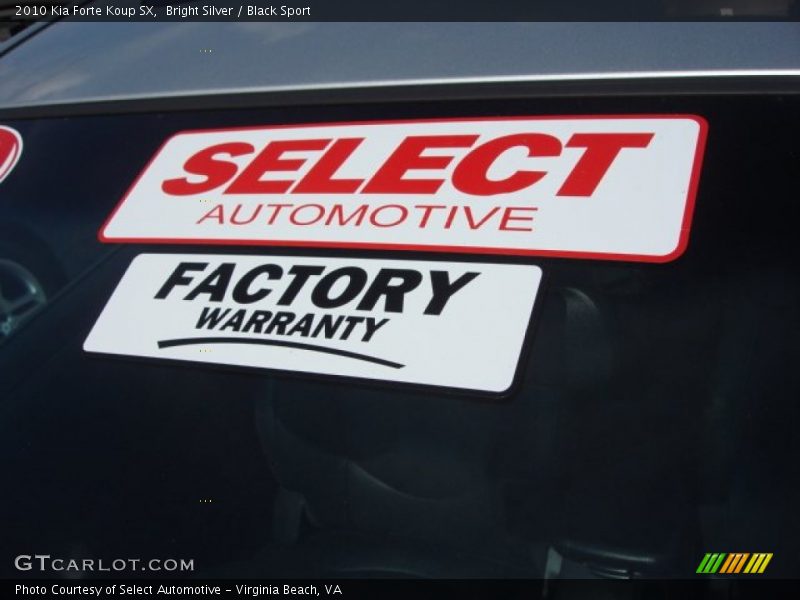 Bright Silver / Black Sport 2010 Kia Forte Koup SX