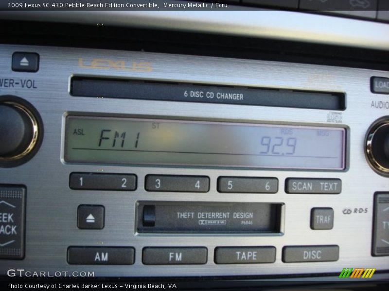 Audio System of 2009 SC 430 Pebble Beach Edition Convertible