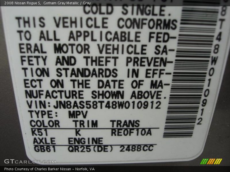 Gotham Gray Metallic / Gray 2008 Nissan Rogue S