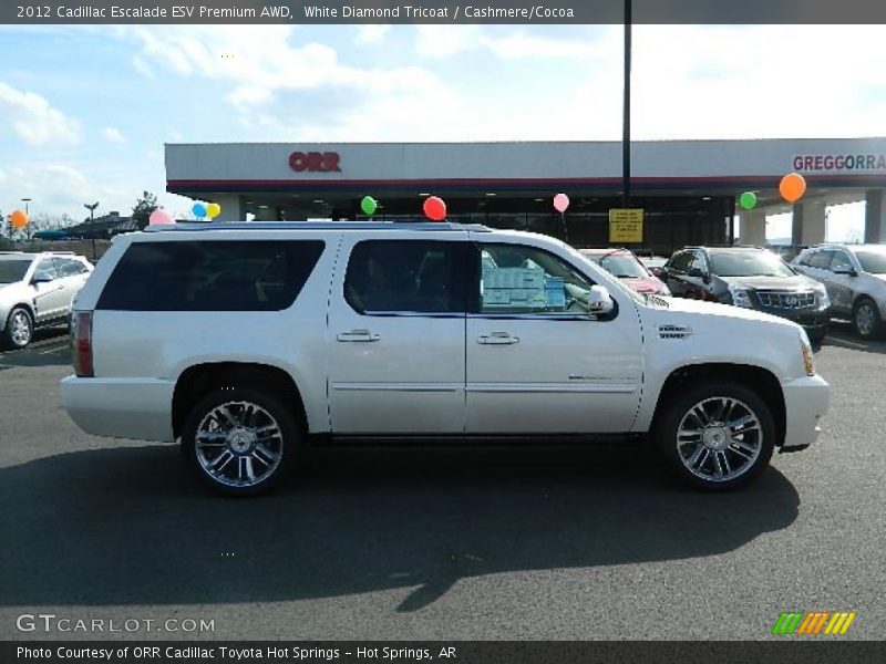 White Diamond Tricoat / Cashmere/Cocoa 2012 Cadillac Escalade ESV Premium AWD