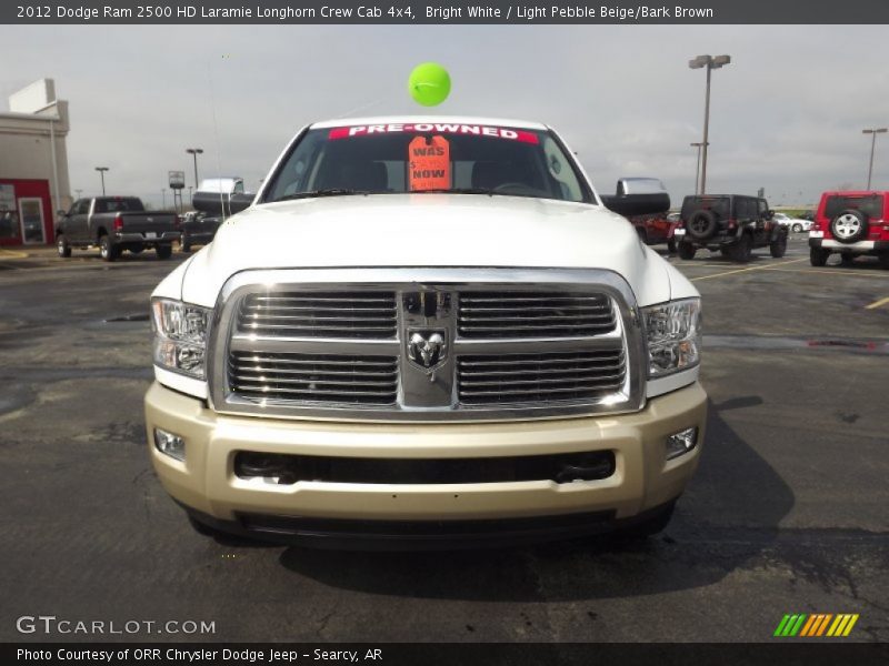 Bright White / Light Pebble Beige/Bark Brown 2012 Dodge Ram 2500 HD Laramie Longhorn Crew Cab 4x4