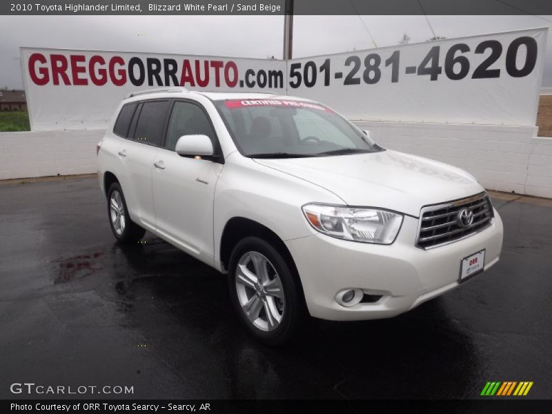 Blizzard White Pearl / Sand Beige 2010 Toyota Highlander Limited