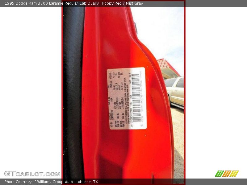 Poppy Red / Mist Gray 1995 Dodge Ram 3500 Laramie Regular Cab Dually