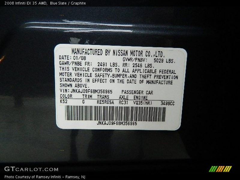 Blue Slate / Graphite 2008 Infiniti EX 35 AWD