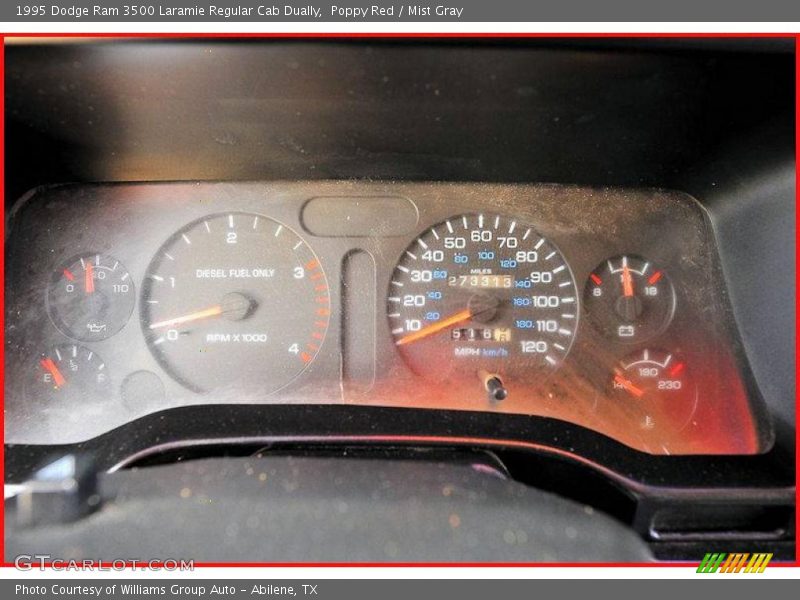 Poppy Red / Mist Gray 1995 Dodge Ram 3500 Laramie Regular Cab Dually
