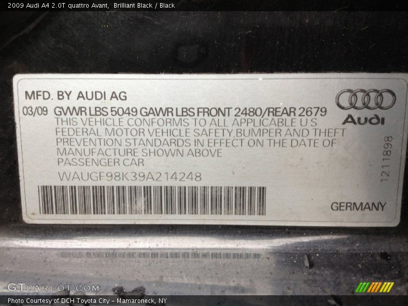 Brilliant Black / Black 2009 Audi A4 2.0T quattro Avant