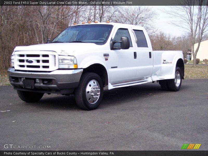 Oxford White / Medium Flint 2003 Ford F450 Super Duty Lariat Crew Cab 5th Wheel