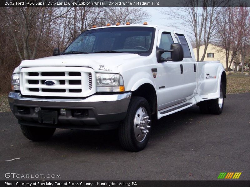 Oxford White / Medium Flint 2003 Ford F450 Super Duty Lariat Crew Cab 5th Wheel