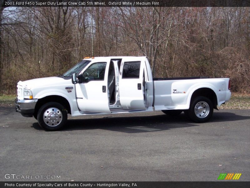 Oxford White / Medium Flint 2003 Ford F450 Super Duty Lariat Crew Cab 5th Wheel