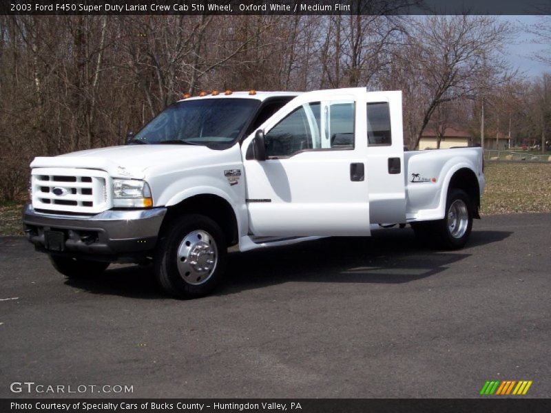Oxford White / Medium Flint 2003 Ford F450 Super Duty Lariat Crew Cab 5th Wheel