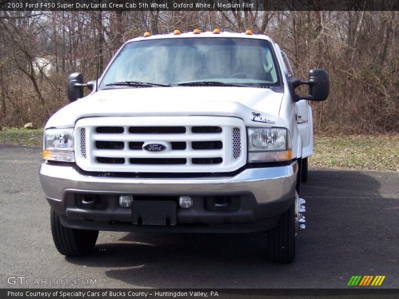 Oxford White / Medium Flint 2003 Ford F450 Super Duty Lariat Crew Cab 5th Wheel